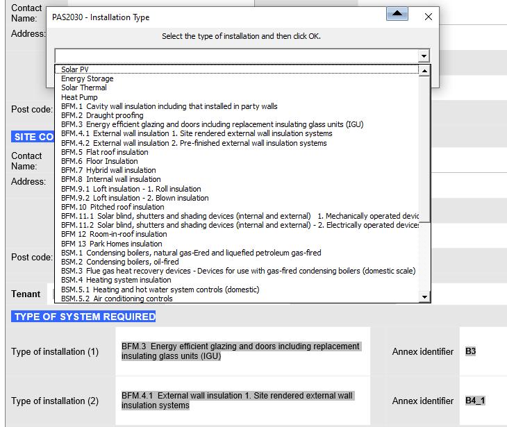 Annex Code Selector