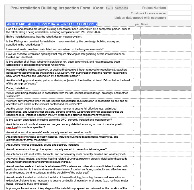 Type 2 Inspection Form
